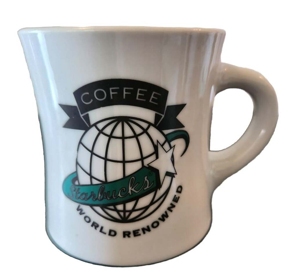 Retro Starbucks Logo World Renowned Globe Design 10oz Diner Style Coffee Cup Mug